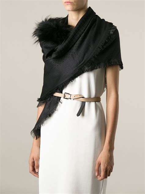 gucci scarf with fox fur|Womens Gucci Scarves .